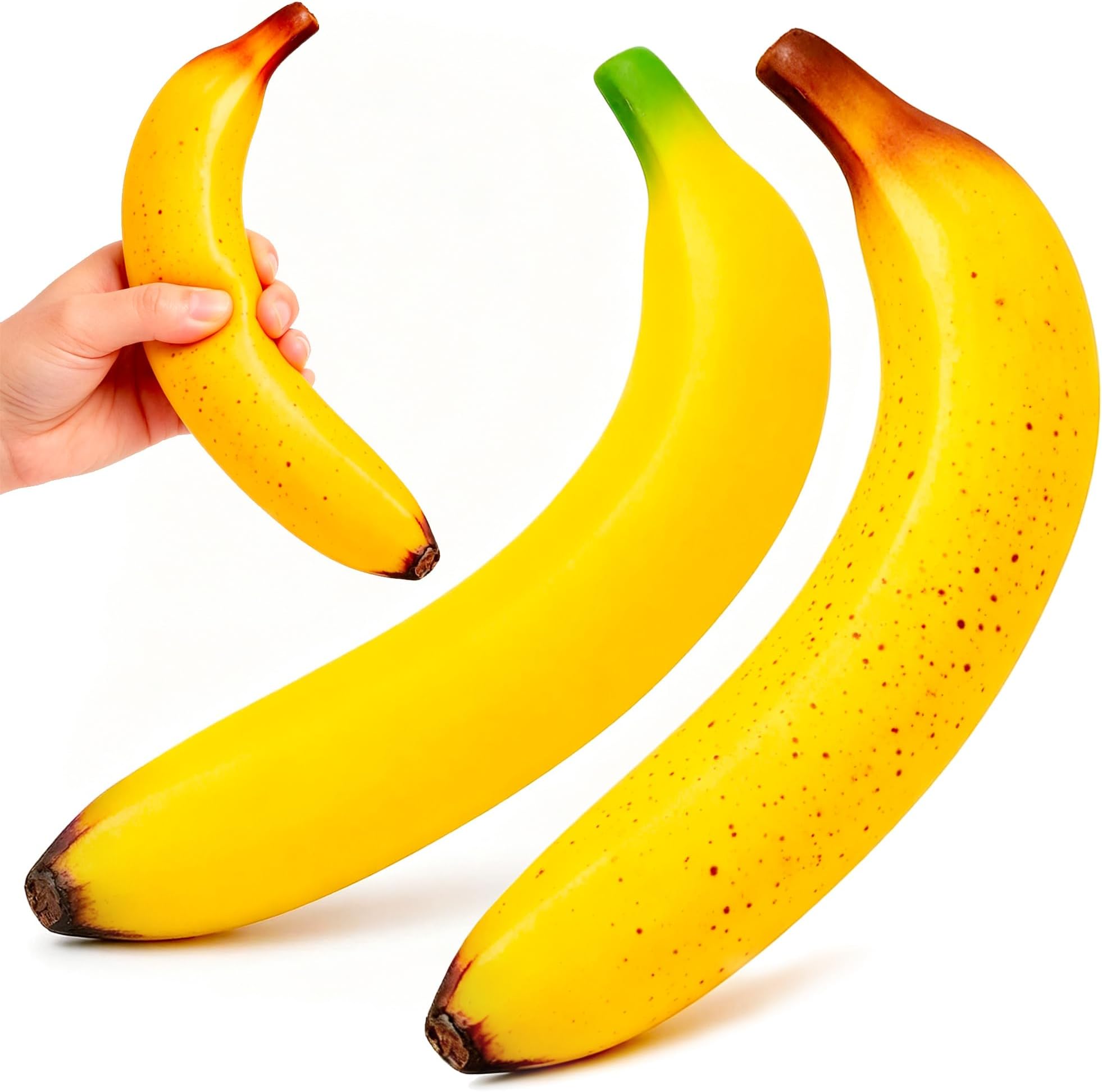2Pcs Bannana Squishy Toy, Squishy Banana Stress Toys, Banana Squishy Fidget Ball, High-Elastic Stretchable Slow Rising Soft Squishys Bananas Toys for Adults and Children