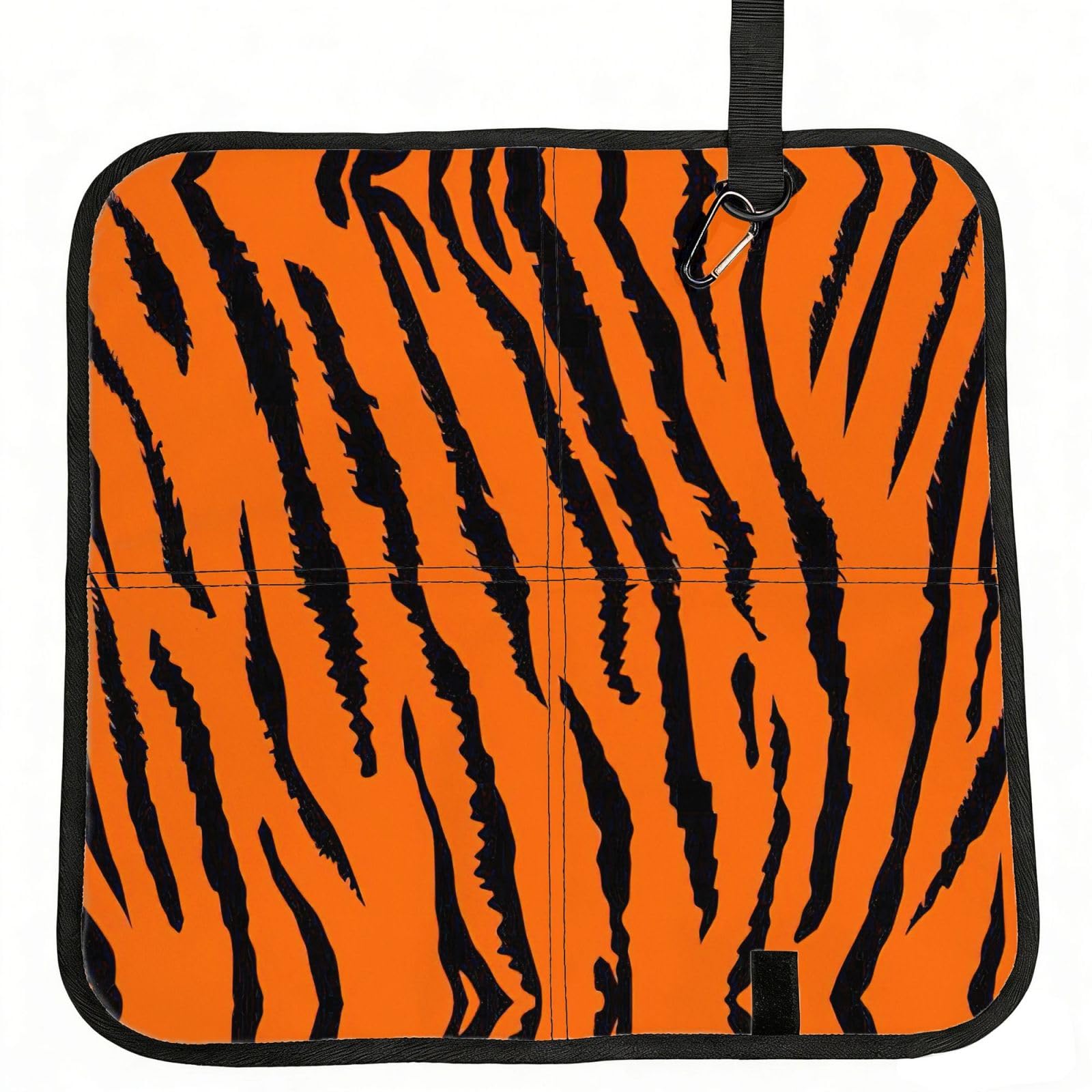 SDEGTHO Orange Tiger Leopard Print Padded Seat Pad Folding Cushion Waterproof Bench Mat Portable Outdoor Rest Mat 15.8"