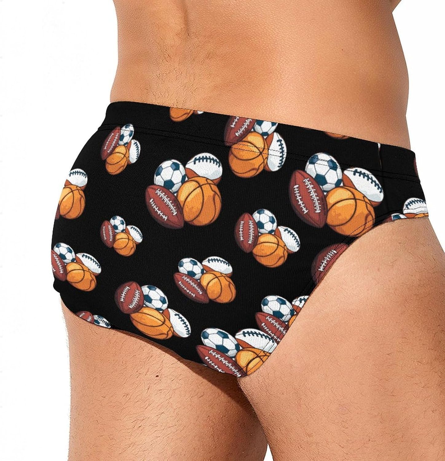 Sports Baseball Soccer-Football Men's Swimsuit Brief Sexy Bikini Briefs Retro Printed Swimwear Quick Dry Swimming Trunks 3X-Large