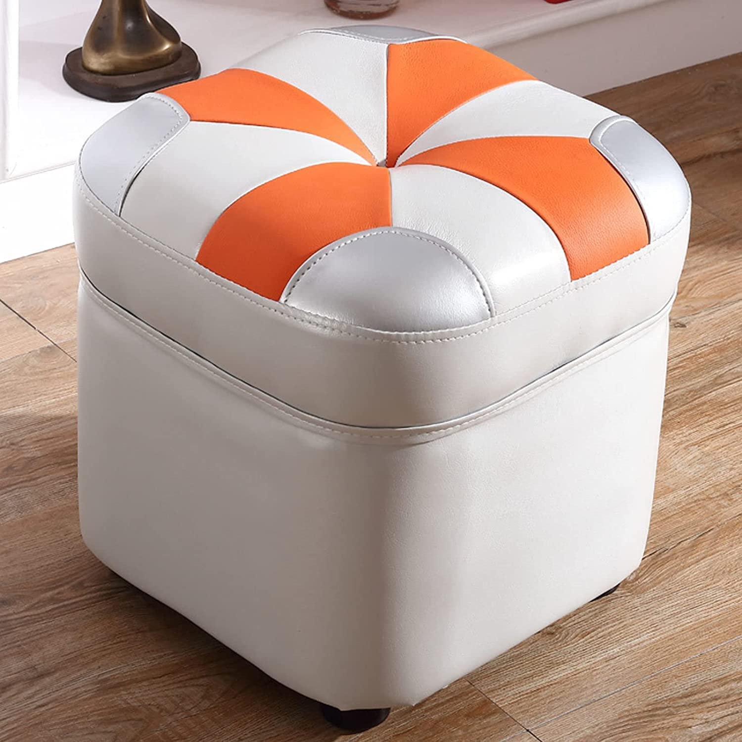 Repose-Pieds en Cuir Carré Pouf Bas B-14.2*15 pour Salon