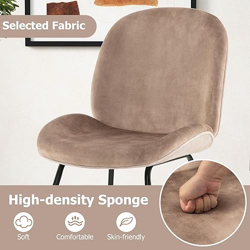 Miniatura 4 de GOFLAME Juego de 2 sillas de comedor de terciopelo, sillas decorativas modernas con patas de metal resistentes, sillas tapizadas para sala de estar,