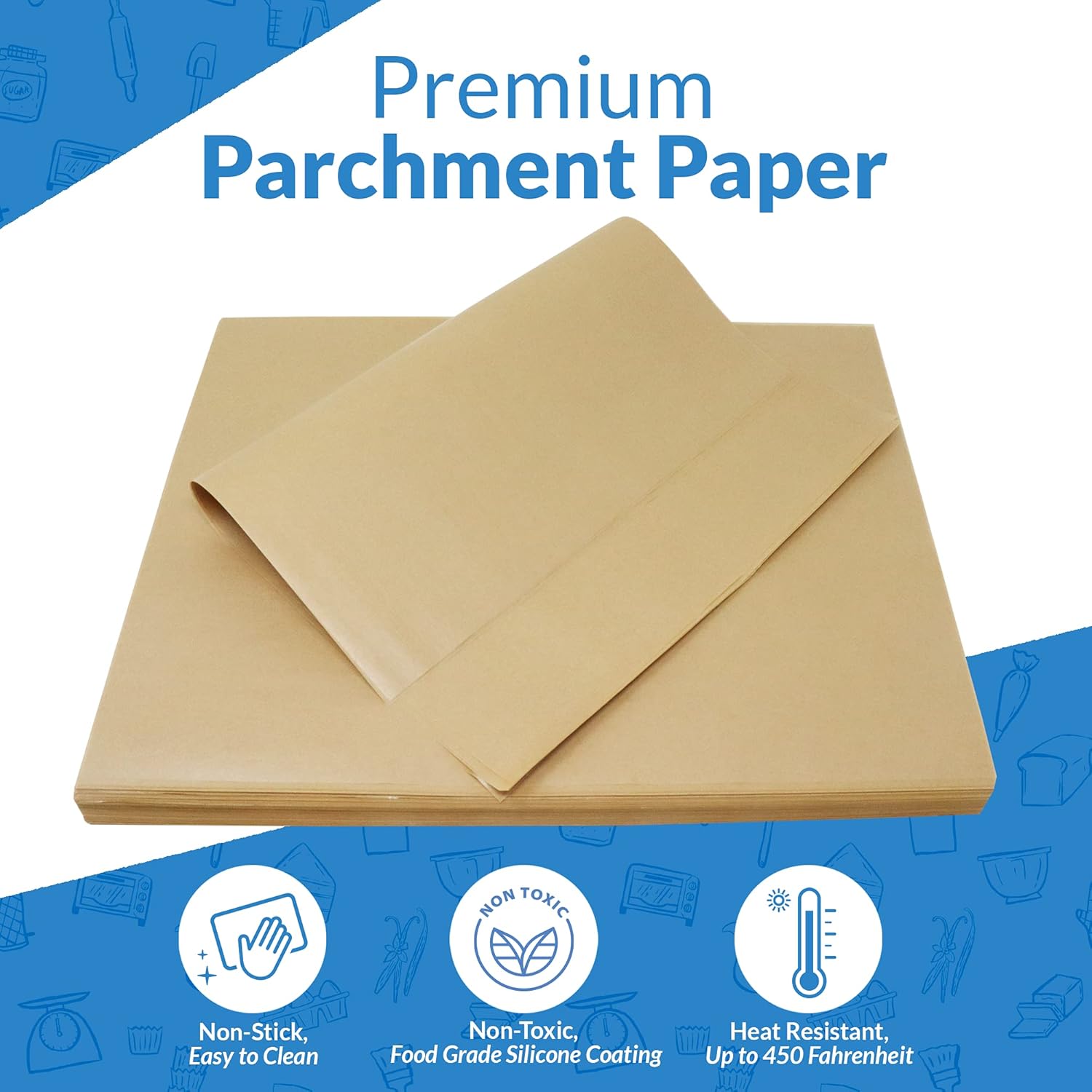 Reli. 500 Pcs Parchment Paper Sheets, Bulk | 12x16 in. | Brown Parchment Sheets / Baking Paper | Non-Stick, Pre-Cut Pan Liners | Brown | Parchment Paper Sheets for Baking, Air Fryer, Grilling: Home & Kitchen