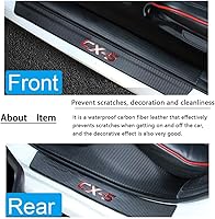 Vista 3 de Para Mazda CX-5 CX5 2012-2025, defensa para el umbral de la puerta de cuero con fibra de carbono, estampado en caliente con hoja de oro "CX-5