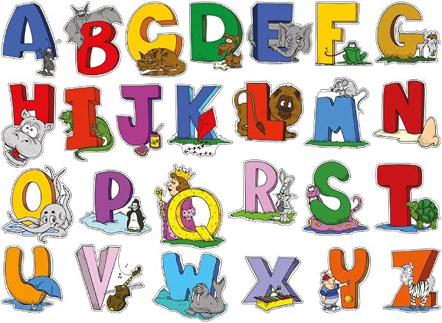 lepni.me English Alphabet Wall Art Letters with Animals | ABC for Kids and Toddlers | Cartoon Wall Stickers Decoration for Nursery Bedroom | Playroom | Classroom | Kindergarten (Medium, Alphabet)