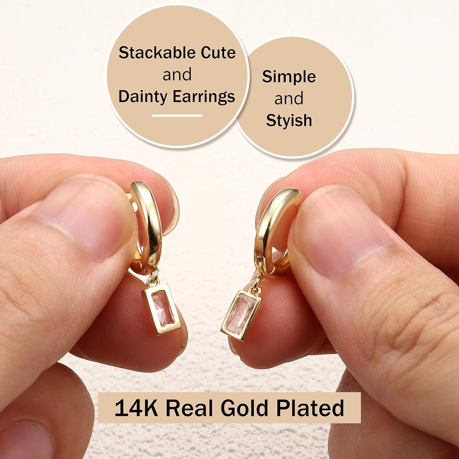 Jstyle Small Gold Hoop Earrings Set for Women, 14k Gold Plated Hoop Studs Earrings for Women, Hypoallergenic Dainty Gold Earrings for Gift - Image 5