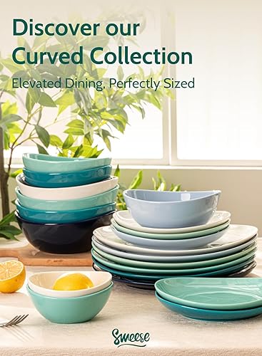 Miniatura 8 de Sweese Platos de postre de porcelana  Platos de ensalada de 7.8 pulgadas, platos pequeños para aperitivos, juego de 6  Lavavajillas, microondas y