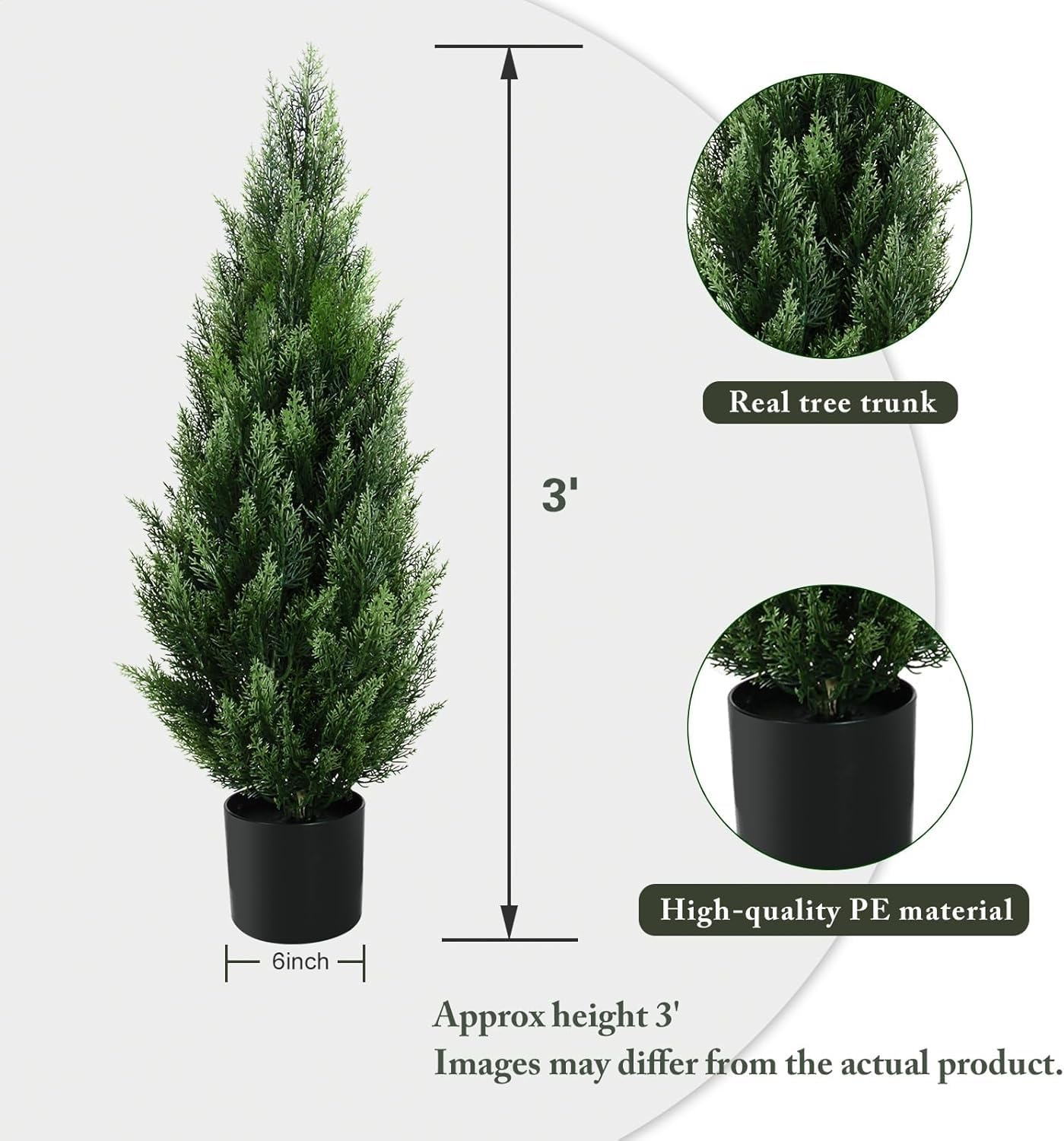 Exotic Dried Flower Bouquet 2PCS 3FT Artificial Topiary Tree, Beautiful Realistic Cedar Shrubs for Front Porch Decor Porch Decoration, Bedroom Decoration, Dining Table(3FT)