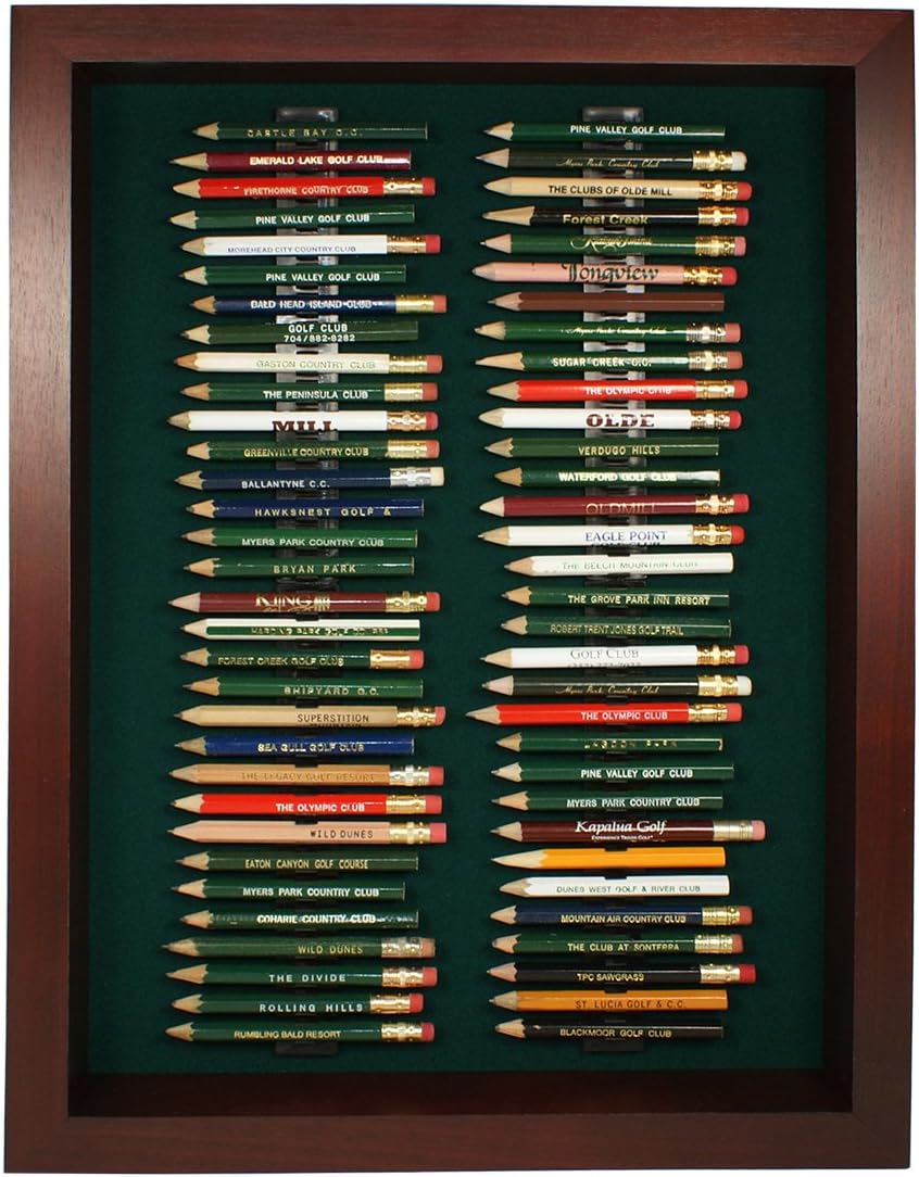 Eureka Golf Pencil Display Case | Holds 64 Round or Hexagonal Golf Pencils | Black/Green | Made in The USA