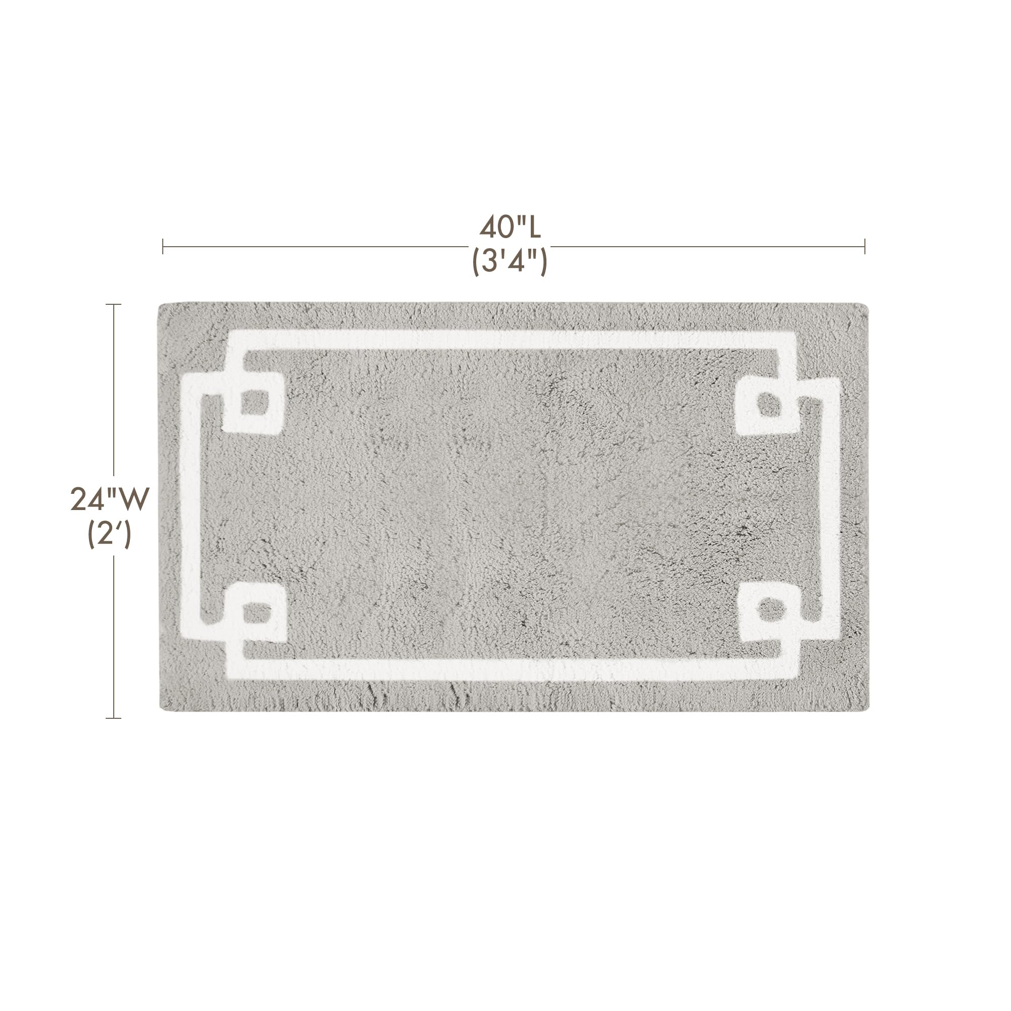 Madison Park Evan Alfombra de baño 100% algodón de Pelo Medio, Ultra Suave, Absorbente de Agua, Secado rápido, Lavable, lujosas alfombras de Color sólido para bañera, Ducha y baño, 24 x 40, Gris
