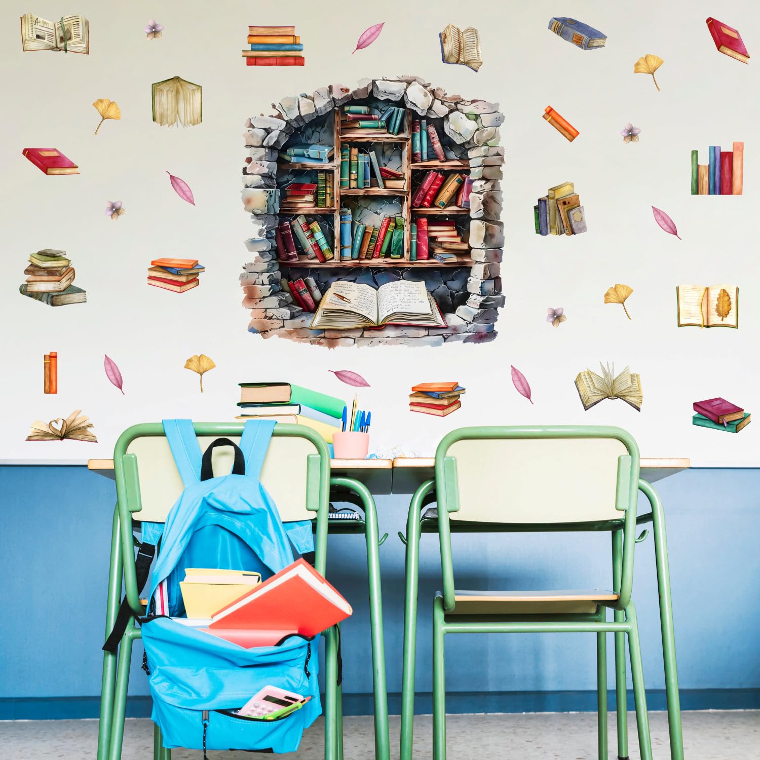 洋書 graphic spaces THREE D Amazon.com: OLMIXA 3D Vintage Reading Wall Decals (21.2”x21