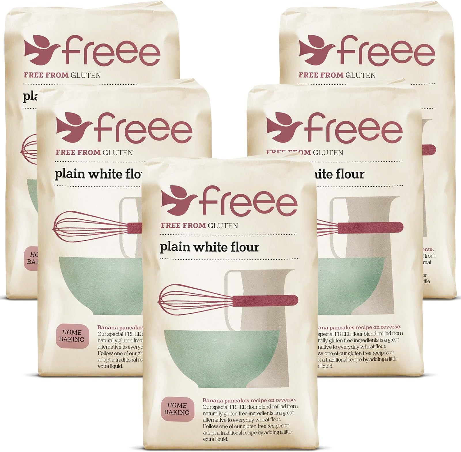 Freee by Doves Farm Gluten Free Plain White Flour 1kg (Pack of 5)