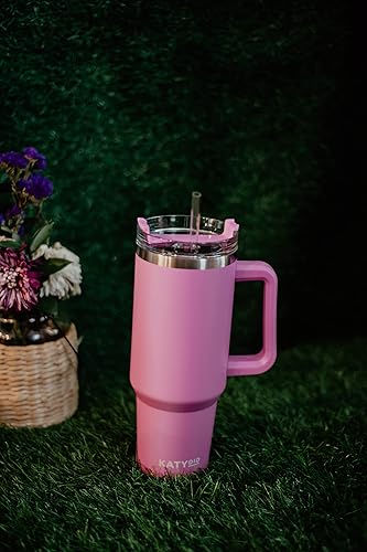 Miniatura 2 de KATYDID Vaso de viaje de acero inoxidable de 40 onzas con asa y pajilla, para agua o café helado, apto para lavavajillas, regalo perfecto para mamá