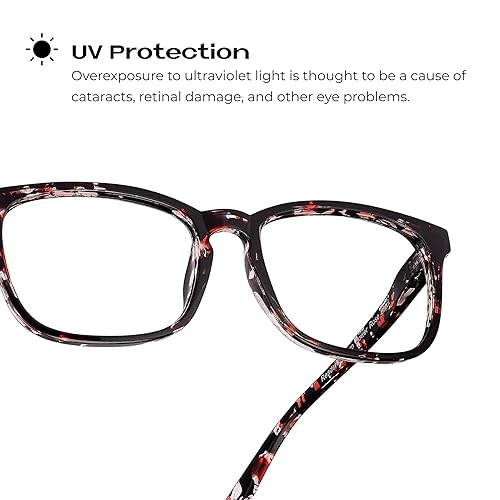 Miniatura 4 de Readerest Lentes de lectura con bloqueo de luz azul (tortuga rosa, aumento de 0.00), anteojos para computadora con lente reflectante fina,