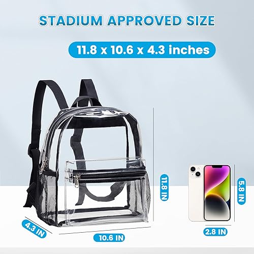 Miniatura 2 de Vorspack Mini mochila transparente  Mochila transparente aprobada para estadios de 12 x 12 x 6 pulgadas, pequeña mochila transparente para mujeres,