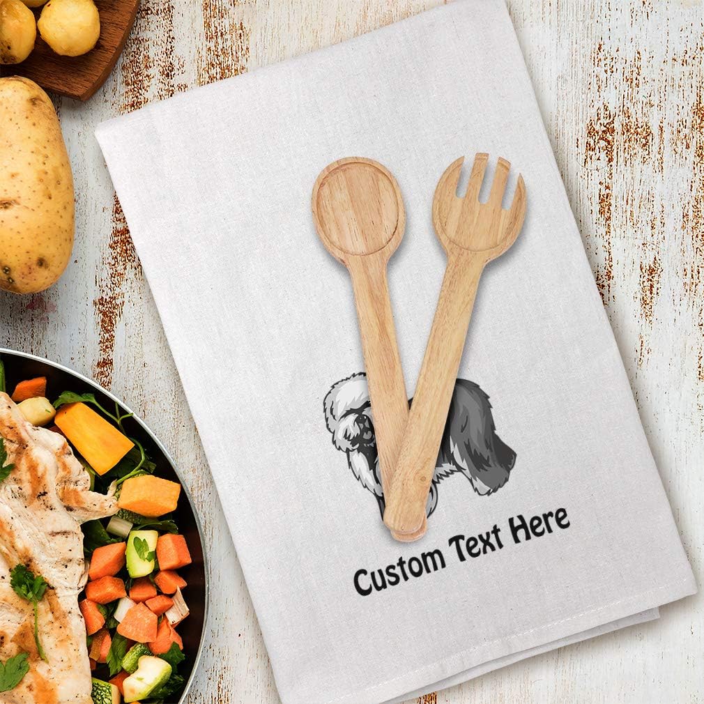 Style In Print Custom Decor Flour Kitchen Towels Old English Sheepdog Pets Dogs Cleaning Supplies Dish Towels Personalized Text Here