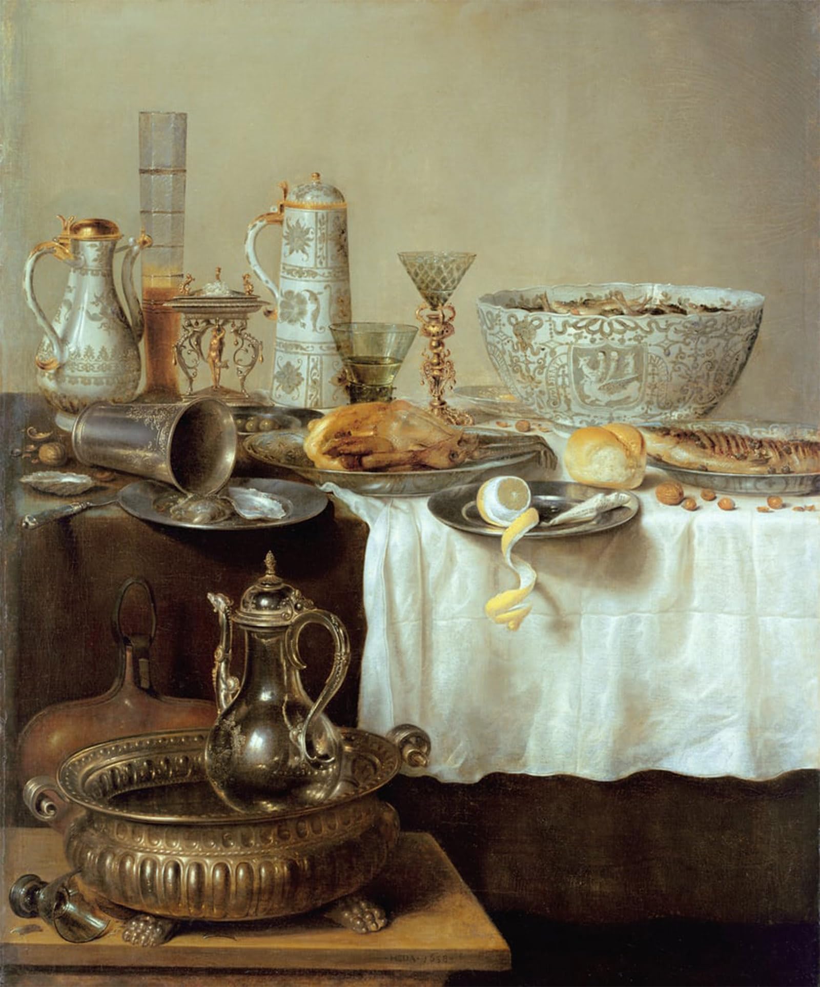 POSTERIIk Vintage Art Print Images Pictures Print Breakfast Still Life by Willem Claesz Heda Modern Colour Posters for Office Home Decor 60x90cm
