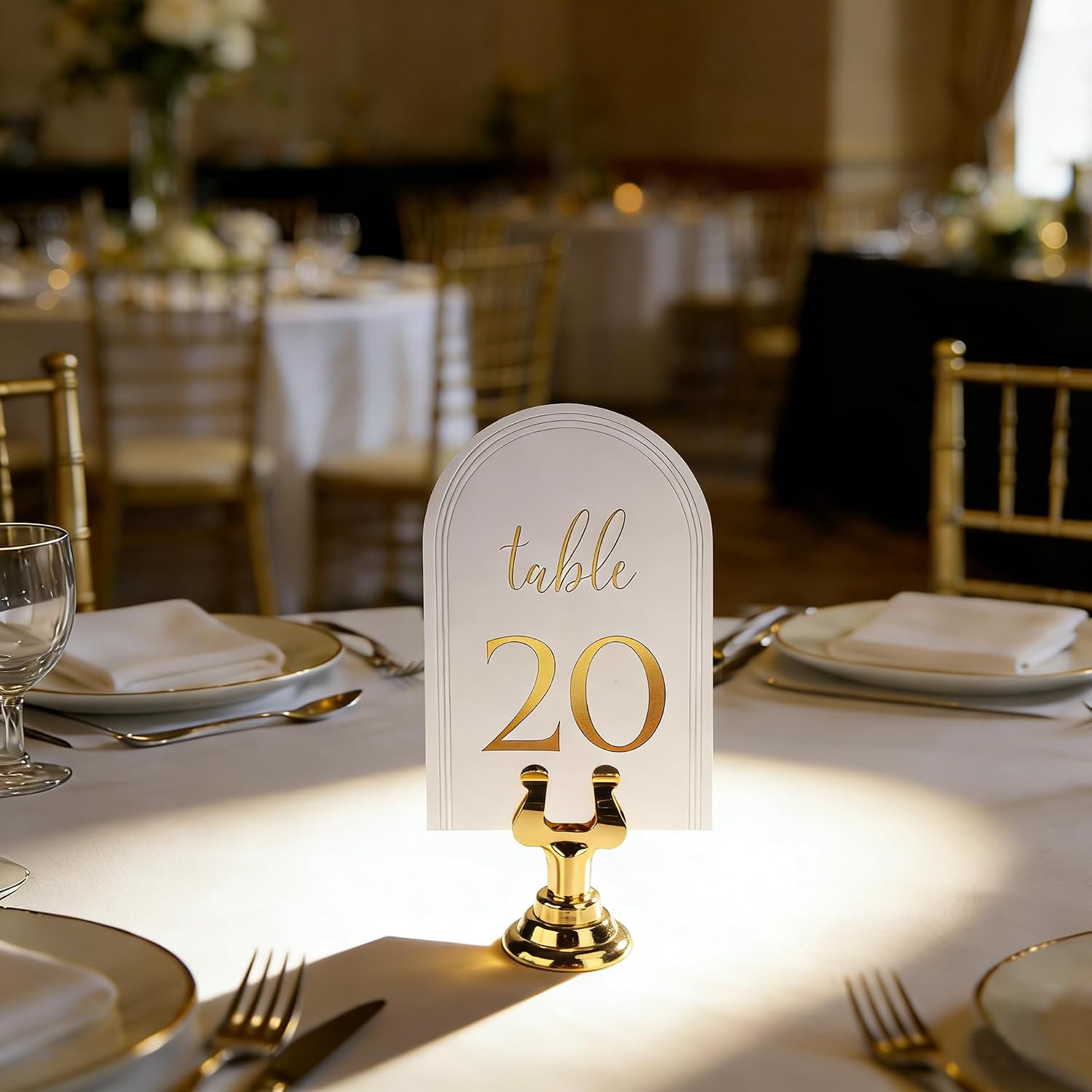 New Star Foodservice Triton Harp Clip Style Place Card / Table Number Holder, 1.5 Inch (Gold)
