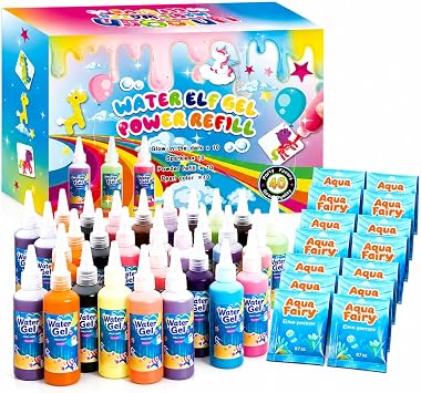 BSINHTIY Water Elf Toy Refill, 40 Pack with Glow in the Dark, Sparkle, Pearl Color and Powder Refill, Provides Everything Young Artists Need to Fully Enjoy All Kinds of Fun.