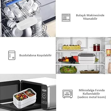 Valkyrie 1350 ml Termal Yemek Kabı Seti – Çelik Bölmeli Sızdırmaz Lunch Box + Isı Yalıtımlı Çanta