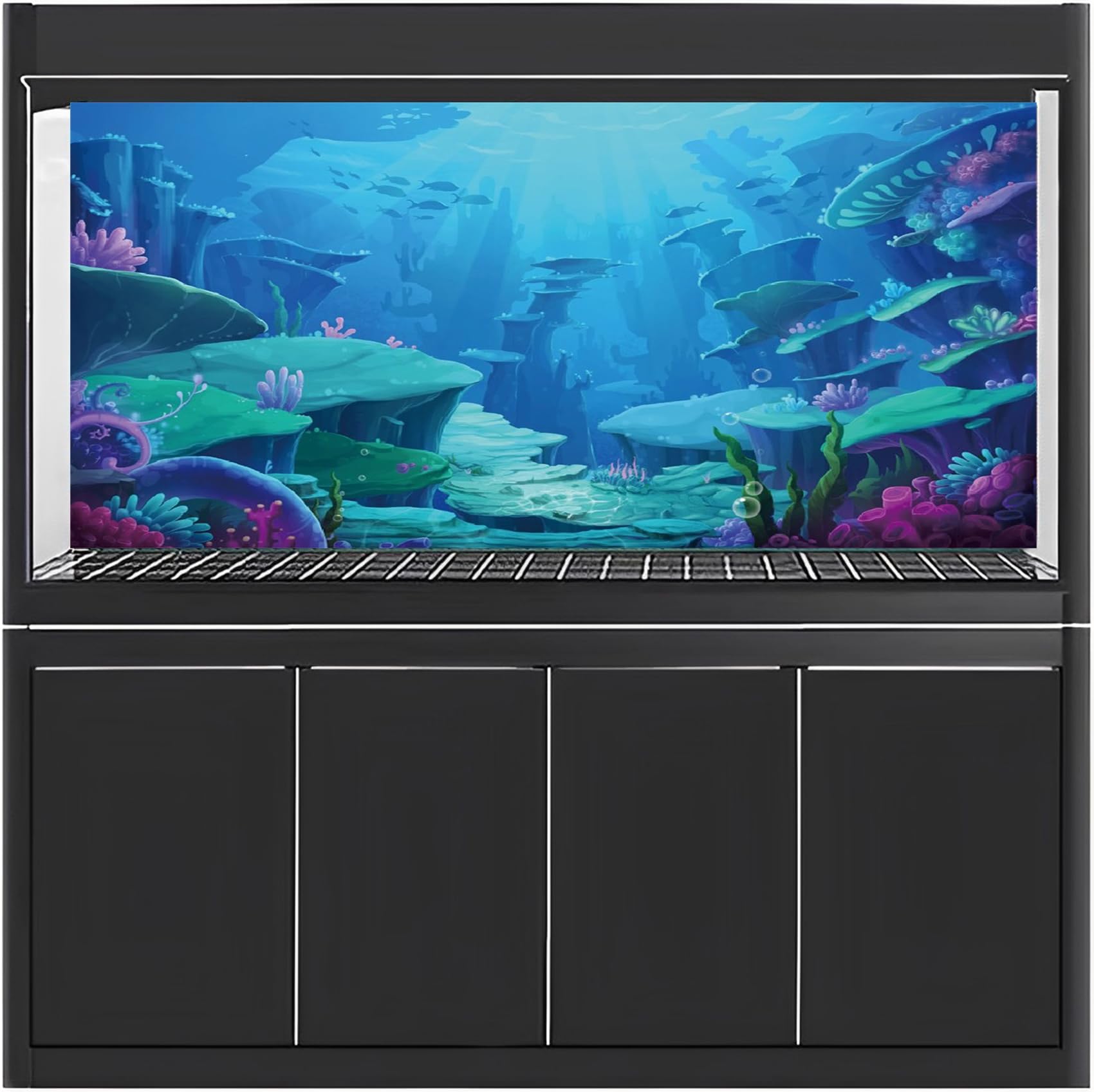 MIRRORANG 91x50cm Undersea Theme Aquarium Background Colorful Coral Underwater World Fish Tank Poster Backdrop Vinyl Background - Image 2