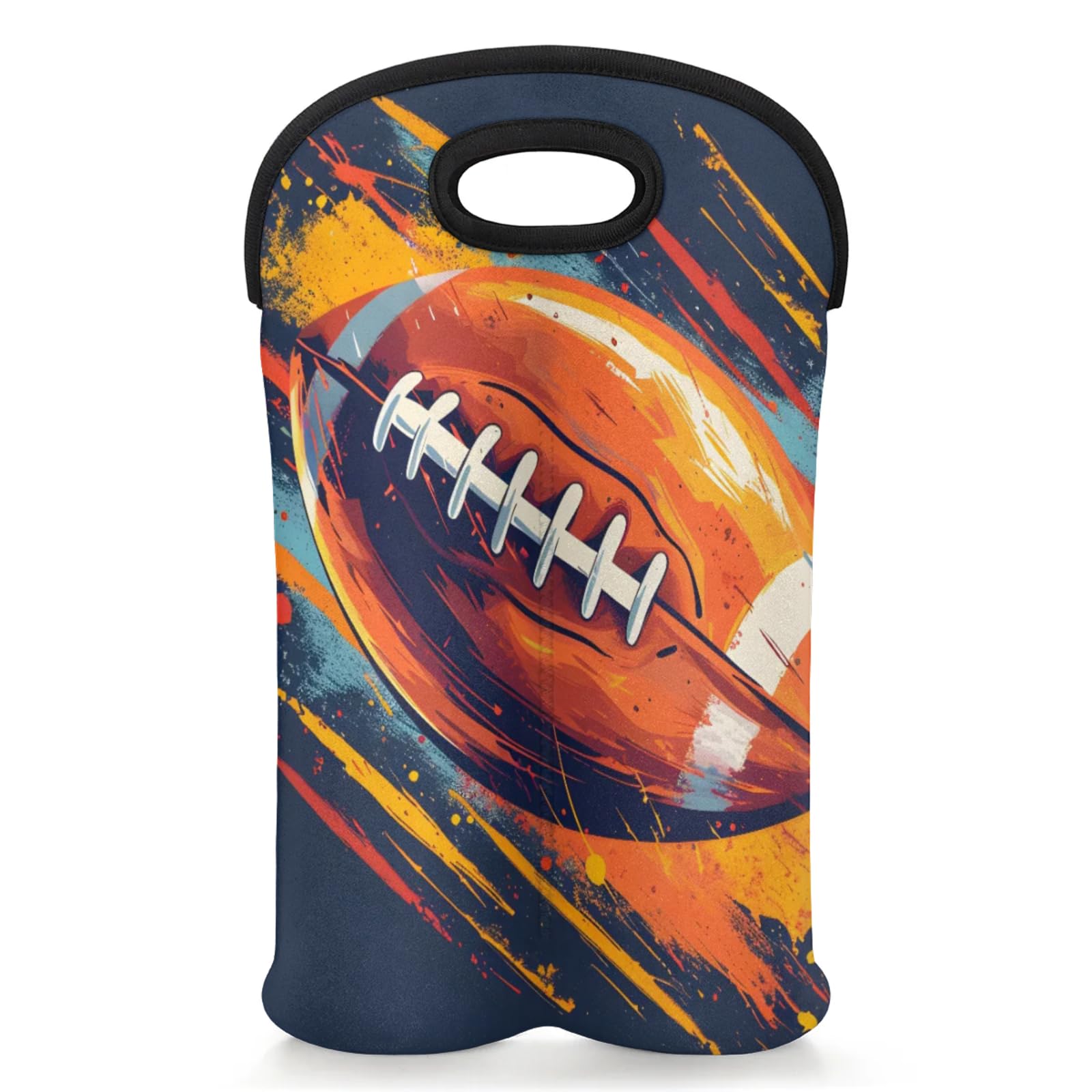 GzLeyigou 2 Bottles American Football Sports Wine Bag Sleeve Totes Neoprene Protective Wine Carrier Bag for Wine,Water, Champagne, Beer, Baby Bottles,Gift 14.5 x 10 Inches