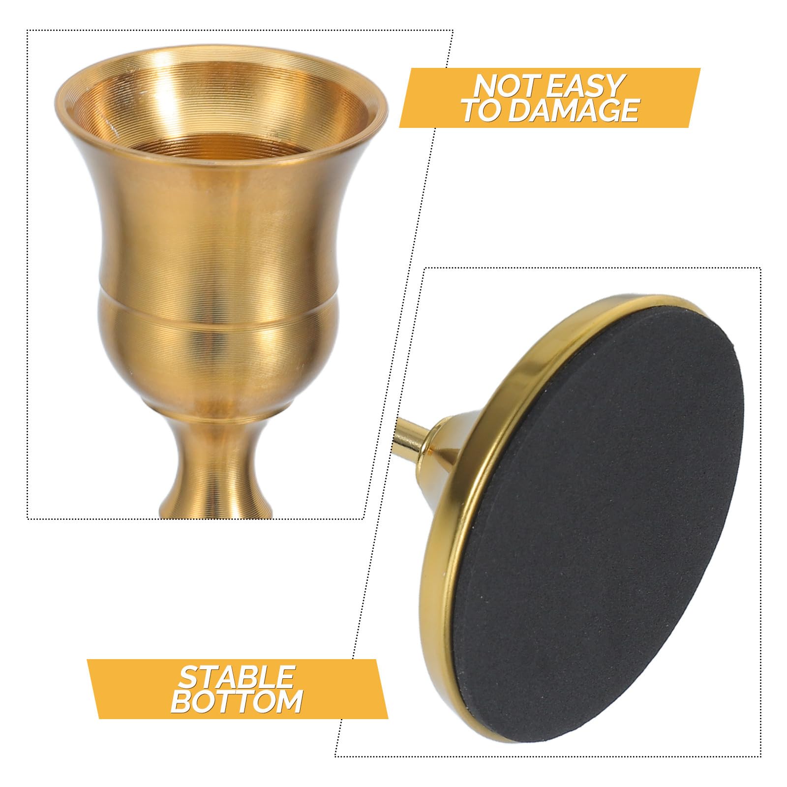 Operitacx 30 Stück Kerzenhalter Sicherer Kerzensitz Satz aus Aluminiumlegierung Vintage Retro in Gold 22,5x7cm und Ausgewogene Anordnung für Wohnkultur und Schlafzimmerdekoration