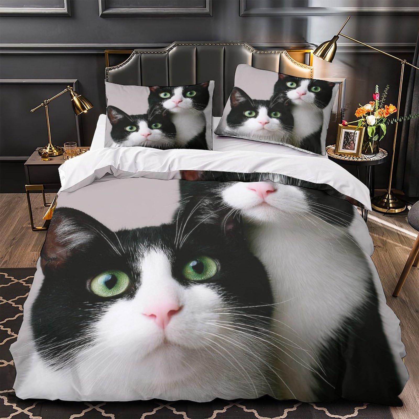 Housse de couette chat 135x200 cm pour décorer une chambre d'enfant moderne