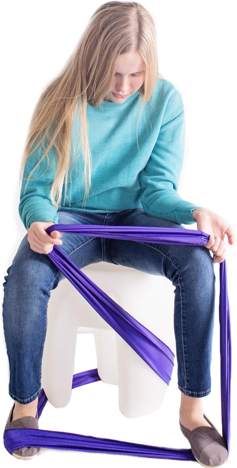 Fun and Function's Stretch Bands for Resistance Exercise and Sensory Stimulation, Encourages Active Movement and Heavy Work for Use at Home, School, or in The Clinic - Purple Size Small 38.5” X 6"