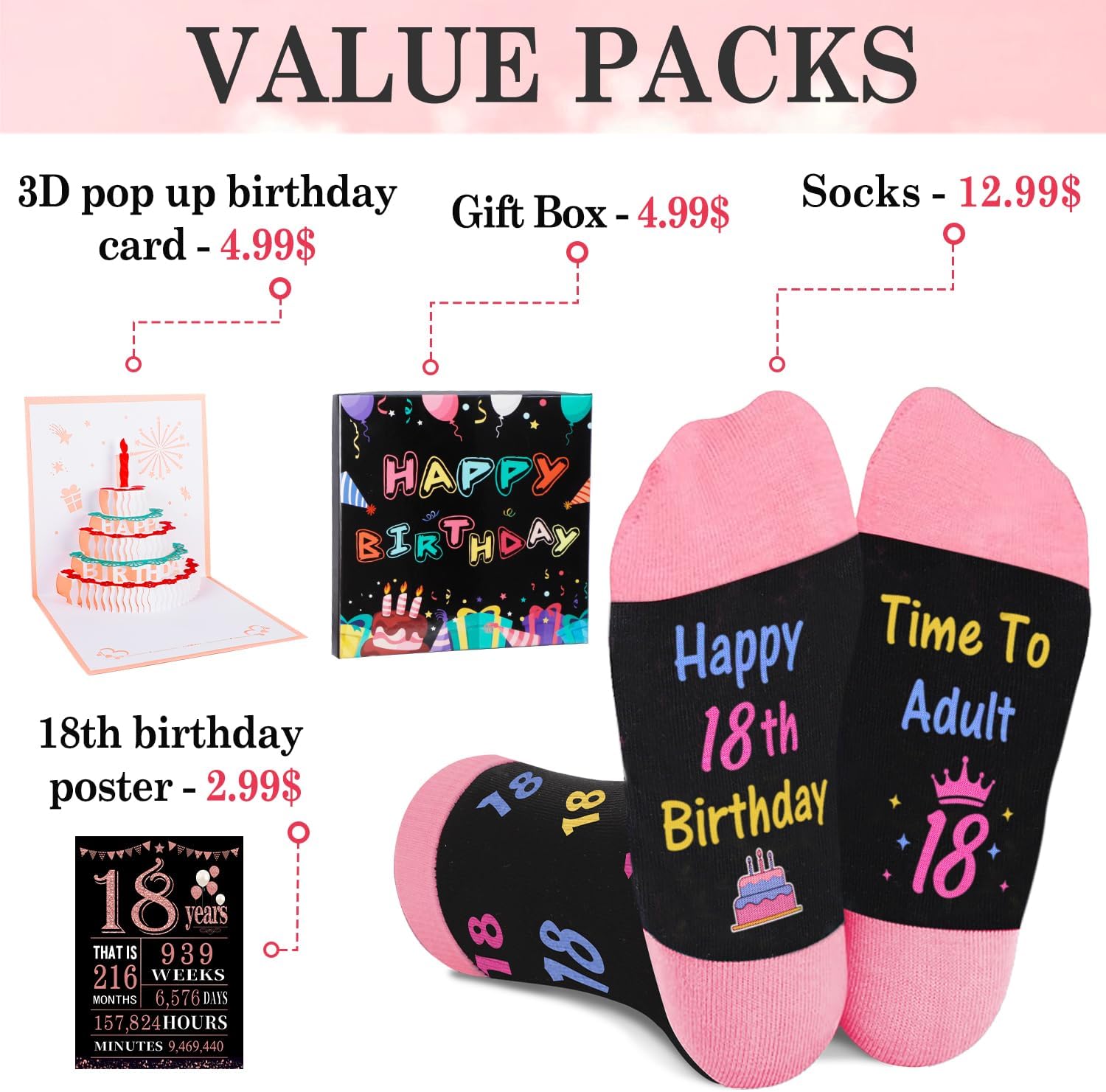 5-18 Years Old Birthday Gifts for Girls - Socks for Girls with Pop up Birthday Card, Presents for 5-18 Year Old Grils - Image 4