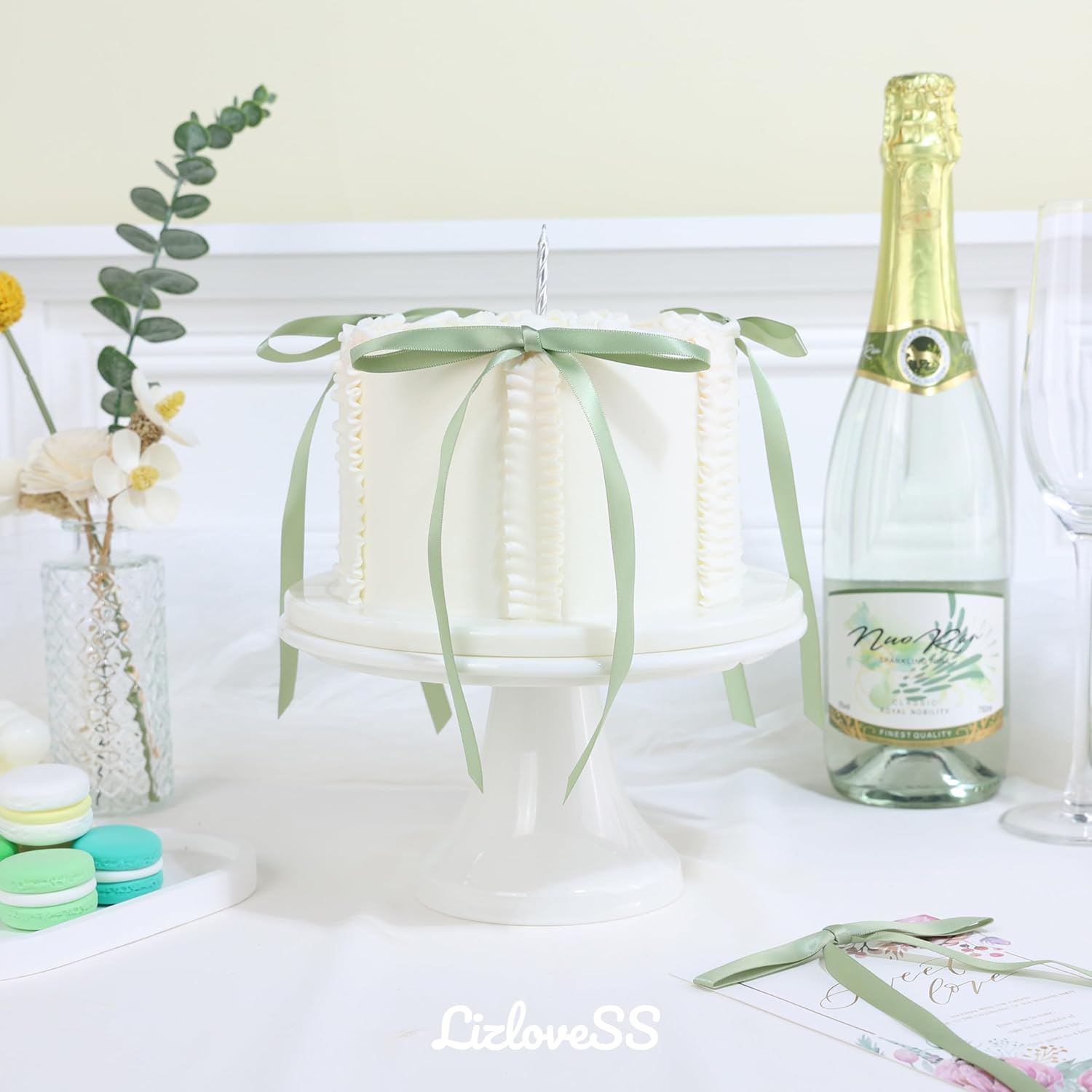 Pre-Tied Small Sage Green Bows for Cake Decorations 5 x 7 Inch, Dusty Sage Satin Ribbon Bows with Twist Tie for Wedding, Coquette Birthday Party, Balloon, Crafts, Christmas Tree (50 Pack) - Image 4