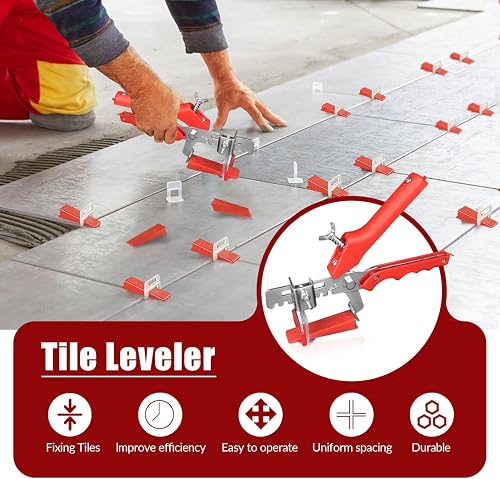 601PCS 3mm Tile Leveling System 500pcs Tile Spacers Plus 100 Tile Wedges Tile Spacers 3mm Set Tile Leveling System with Push-fit Pliers for Wall and Floor Tiles - 5
