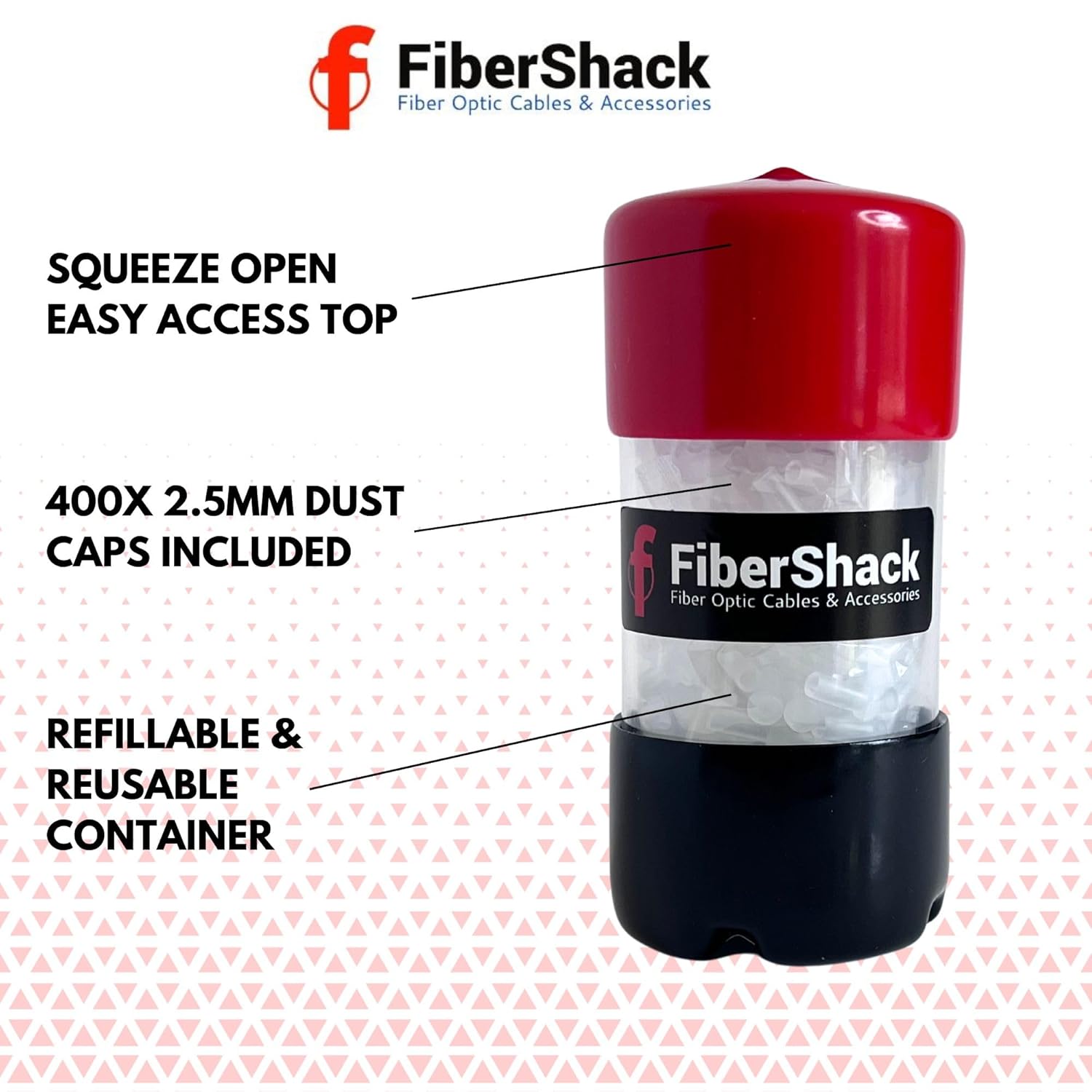 Fibershack - SC Fiber Optic Dust Caps for Fiber Optic Cables and End Faces - 400 Fiber Dust Caps for APC, SC, FC Protection in a Convenient Easy Open Tube