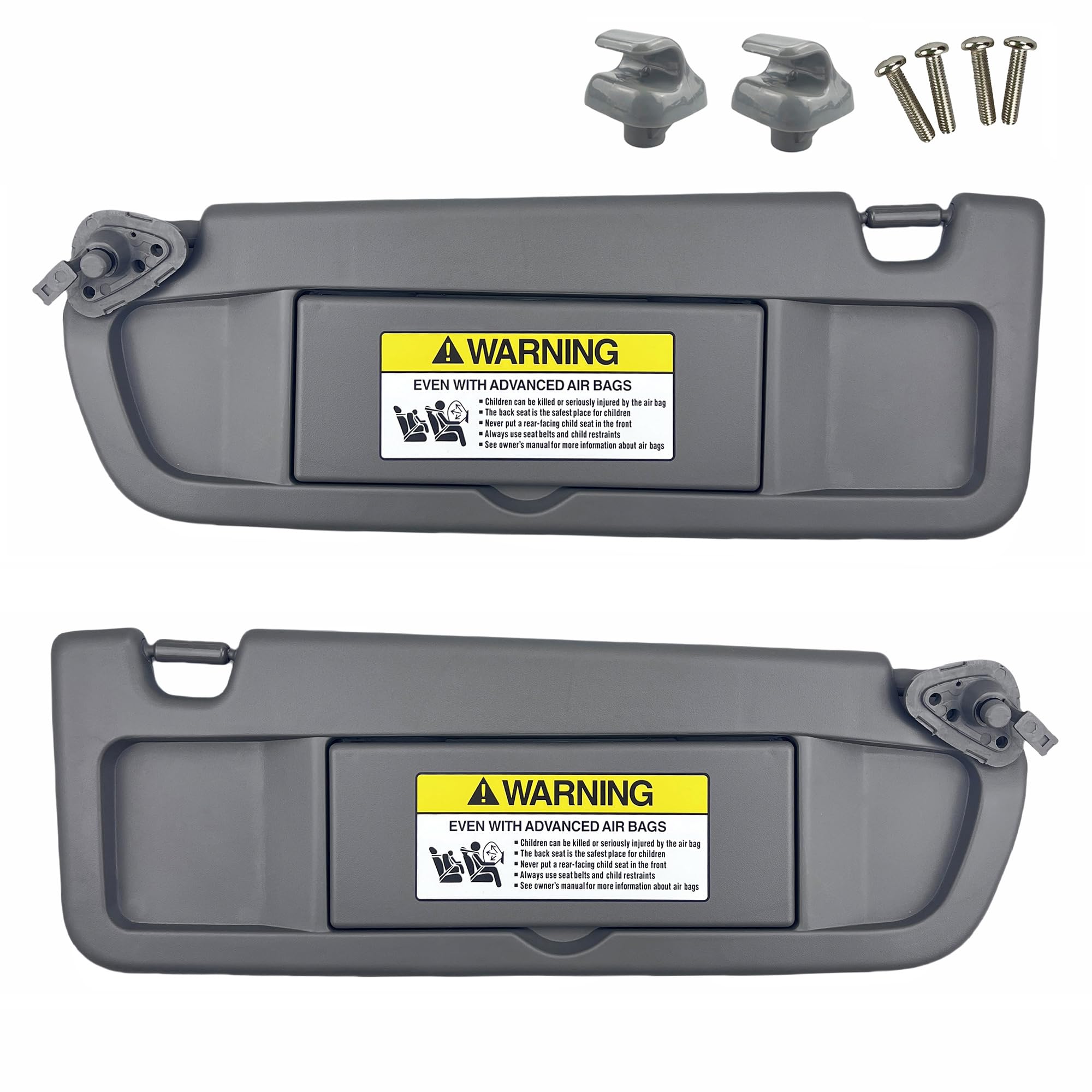 Pair of Left and Right Sun Visors with retiners and Screws for Honda Civic 2006 2007 2008 2009 2010 2011 (Dark Gray)