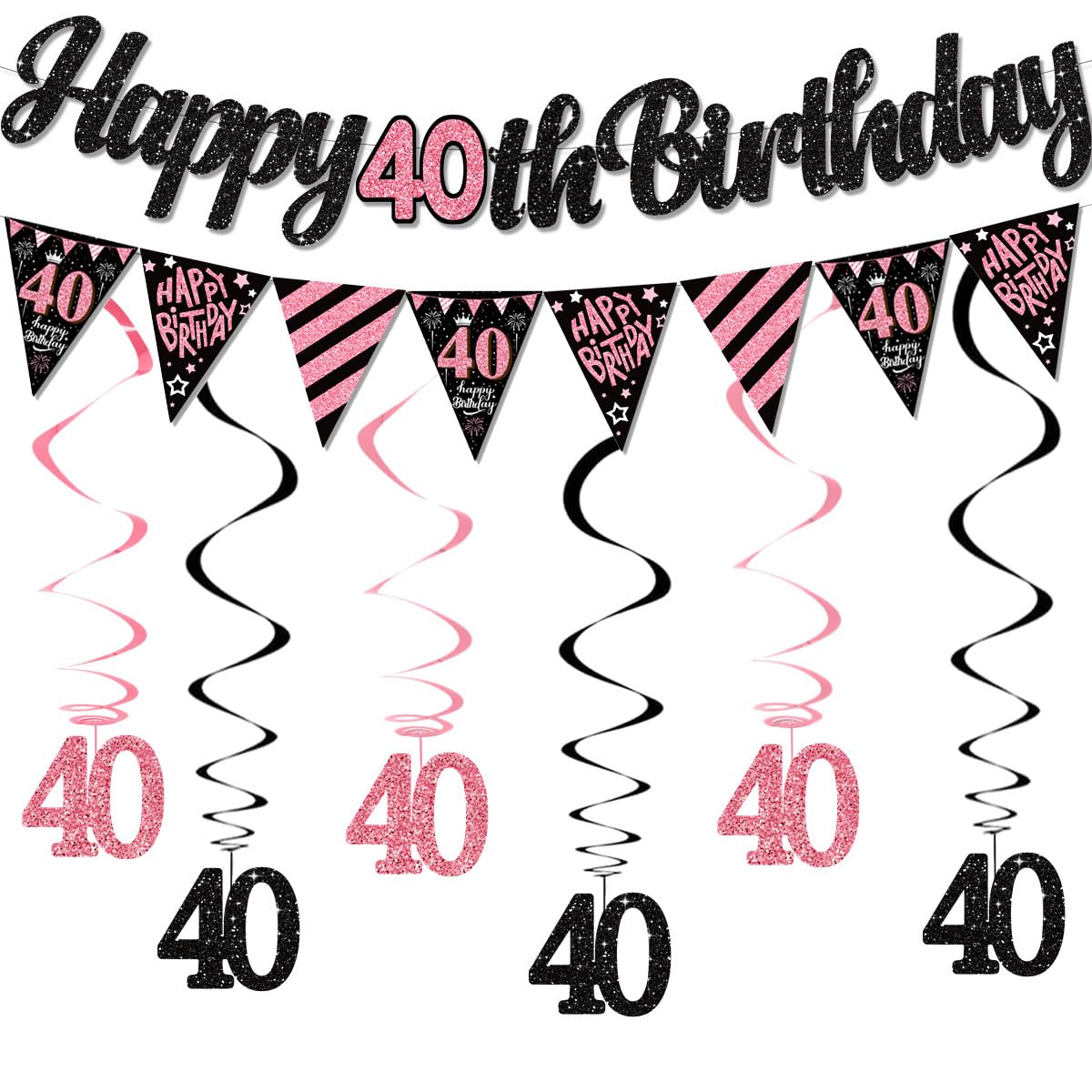 40th Birthday Decoration Rose Gold Banner - Wrinkle-Free Thick Material Party Supplies for Adult Celebration, Elegant Anniversary Decor