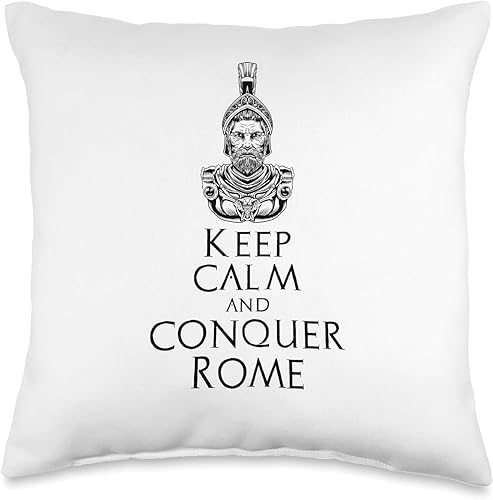 Hannibal Barca & Carthaginian History Lover Gifts Hannibal Barca-Keep Calm and Conquer Rome-Cartago - Almohada de 16.0 x 16.0in, multicolor
