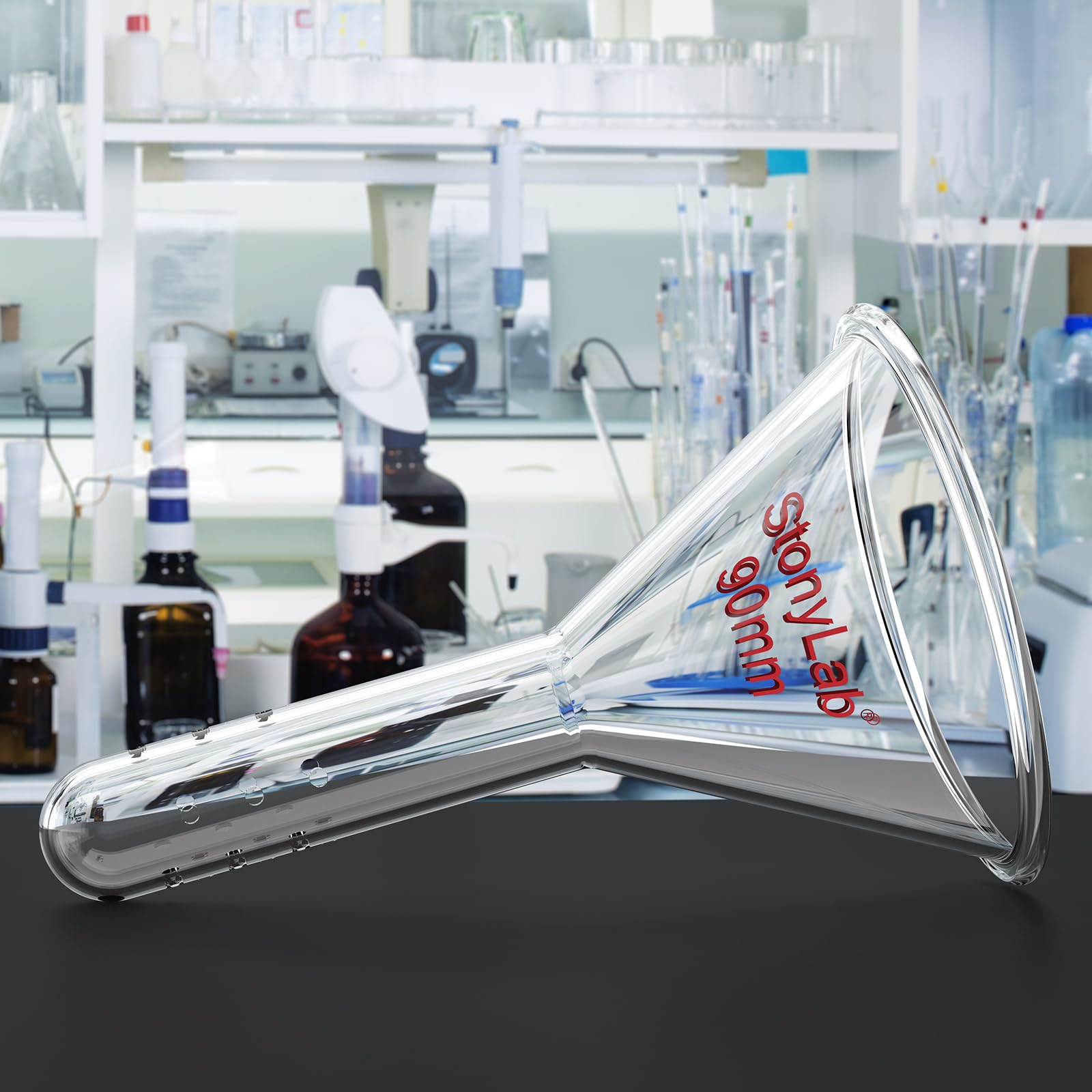 stonylab Imbuto Perforato in Vetro per Cromatografia a Flash, Imbuto in Vetro Borosilicato con Manico da 19 mm di Diametro Esterno, Attrezzatura da Laboratorio