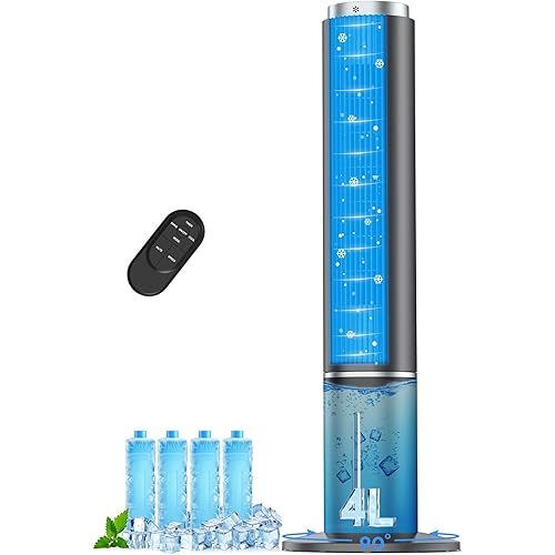 42 INCH Windowless Portable Air Conditioners w/4 Modes & 3 Speeds, 1-Gal Tank for 15H Cooling, 12H Timer, Swamp Cooler Air Conditioner No Window Needed, 90° Oscillating AC Unit for Bedroom