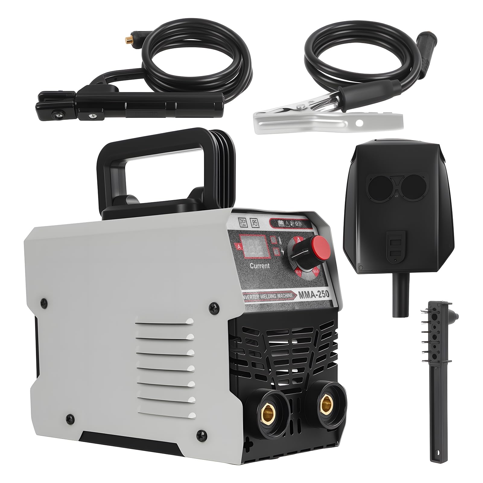 MMA-250 Portable Welder Machine, 220V Super Mini Stick Welder, IGBT Inverter ARC Welder With Hot Start/Arc Force/Anti-Stick, 60% Duty Cycle For 1/16"-1/8" Rods, Complete Welding Kit Soldadora