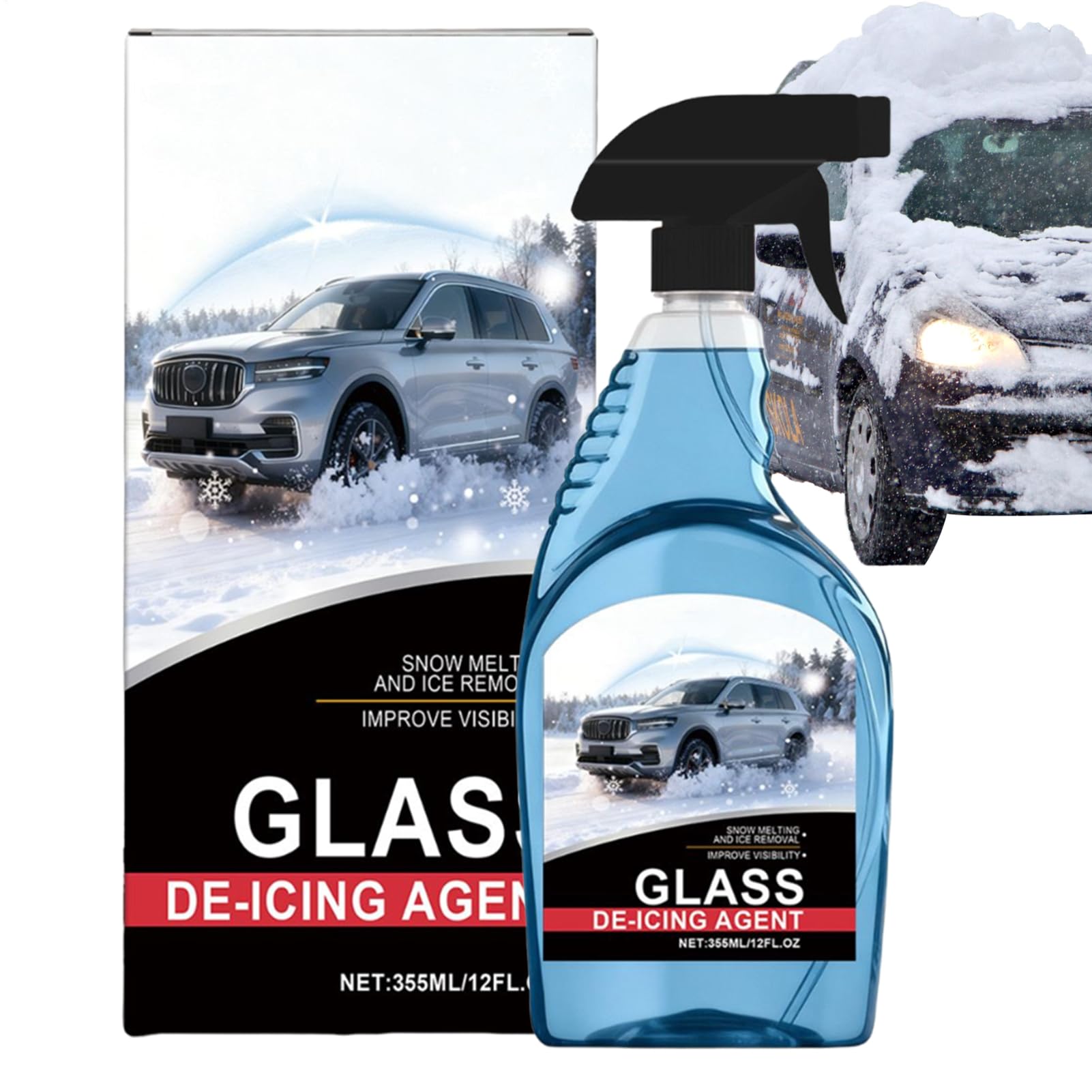 Dégivrant pour Pare-Brise 355 ML Nettoyant Et Anti-Givre pour Vitres