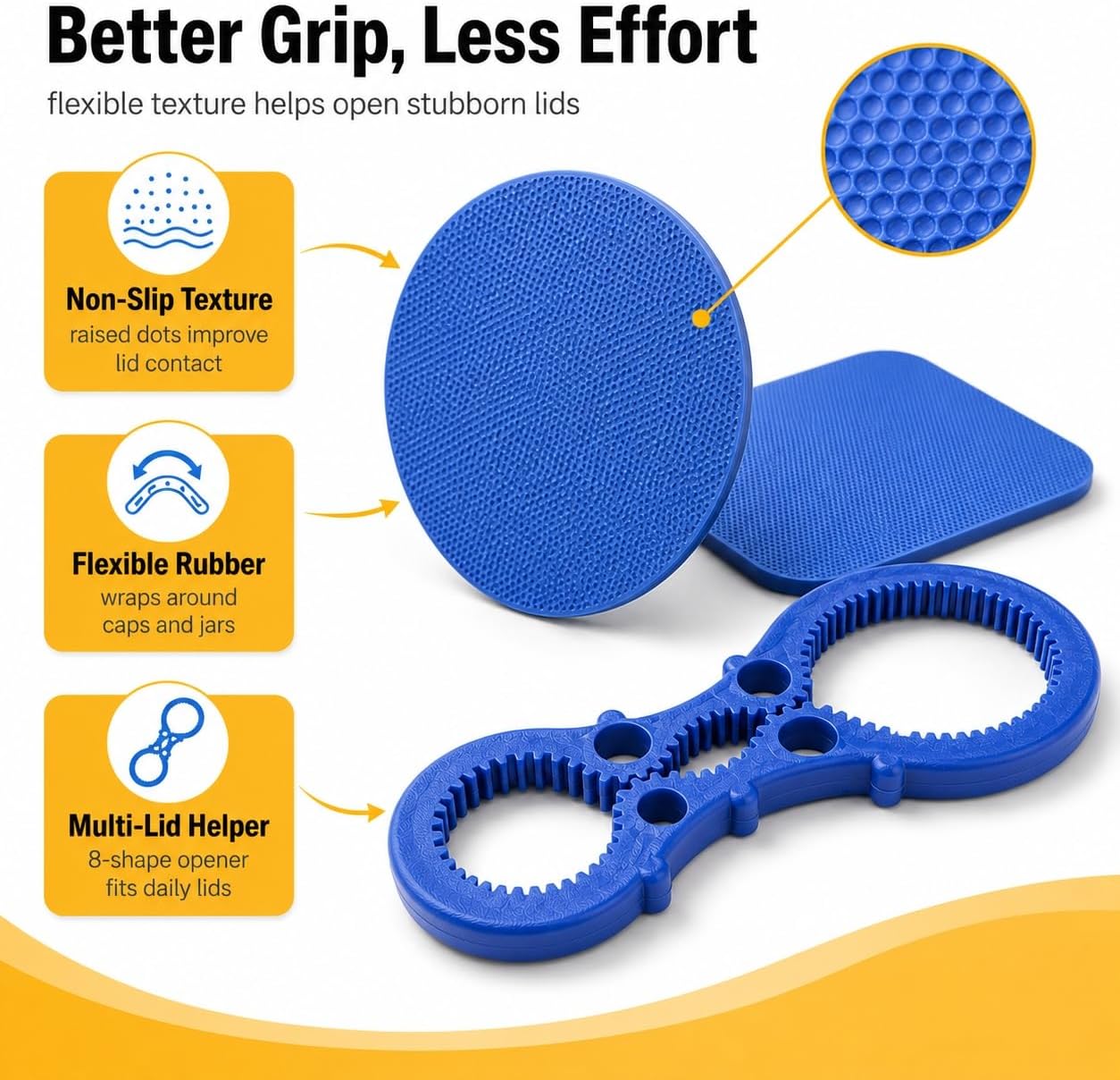 Rubber Jar Gripper – 5-Piece Set For Seniors & Weak Hands
