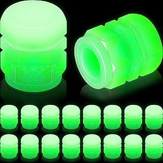 Tallew Tire Valve Stem Caps Car Glow Tire Caps Cover Fluorescent Valve Stem Covers Motorcycle Valve Caps Car Tires Wheel Bike Car Tire Valve Caps Car, Truck, Motorcycles, Bike (16) Transparent