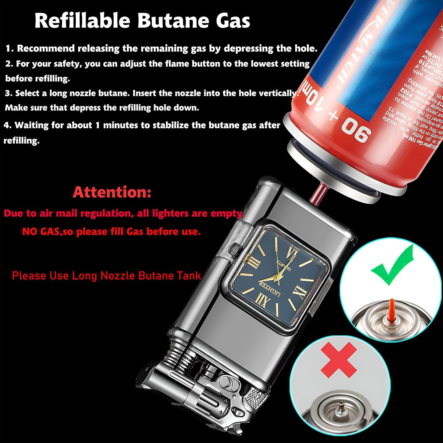 Torch Lighter, Magic Dual Flame Lighter with Cool Design, Windproof Lighters with Visible Fuel Tank, Adjustable Flame Refillable Butane Lighters for Men Women Friends Gifts (Without Butane)- Gold-g