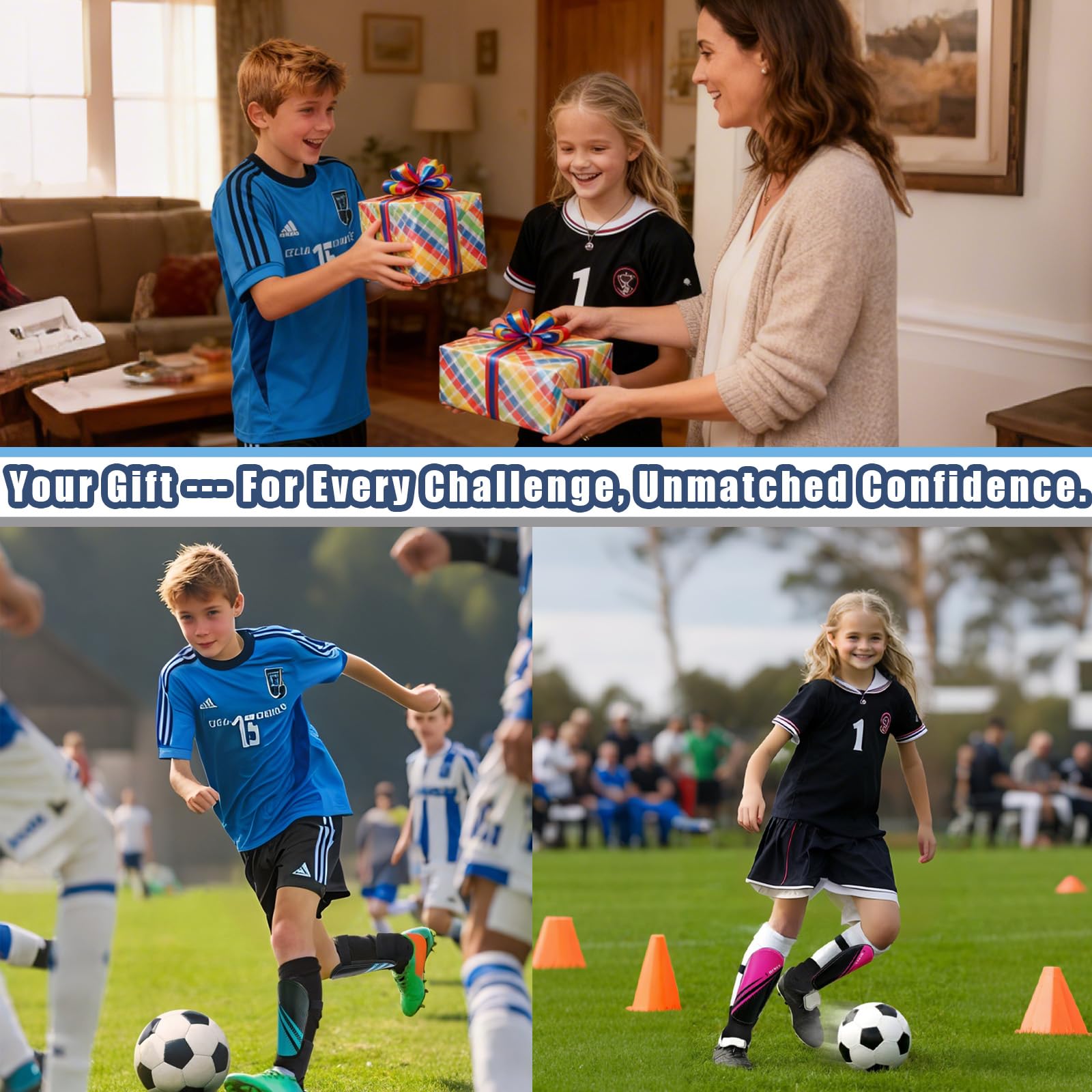 newox Parastinchi da calcio per bambini - parastinchi per bambini da 3 a 15 anni - parastinchi da calcio - blu