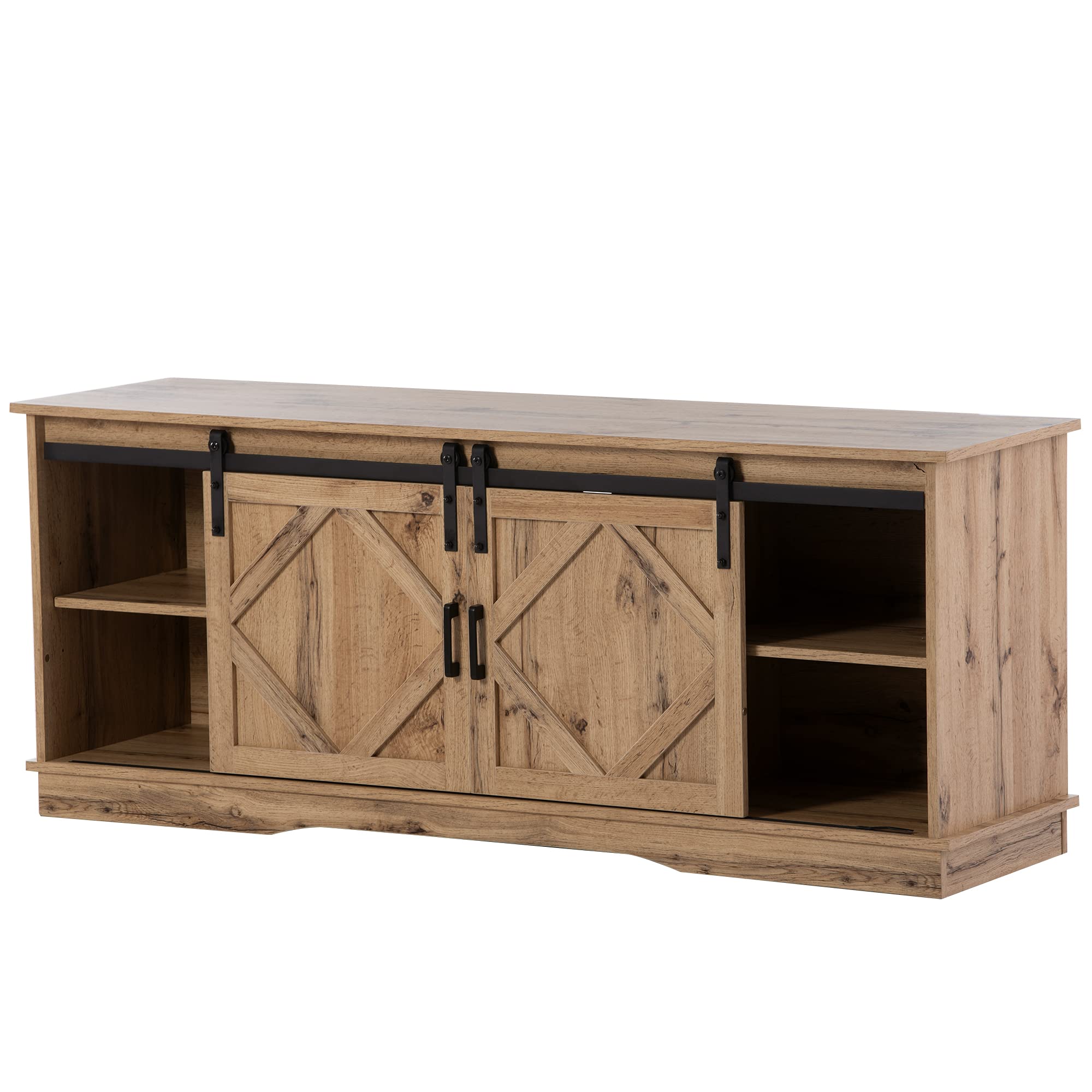 Grande mobile per TV, credenza con 2 classiche ante scorrevoli, scaffali regolabili per soggiorno, sala da pranzo, casa di campagna, design moderno, 150 x 40 x 60 cm (marrone rosso)