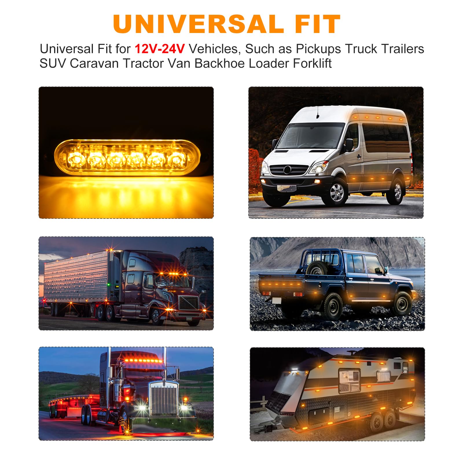 DREAMIZER 12V/24V Luci di avvertimento d'emergenza, 4 Pezzi 6 LEDs Luci stroboscopiche per auto, Lampeggiante per auto con 18 modalità lampeggianti, per Rimorchi Camion ATV UTV Pickup Truck Vehicles