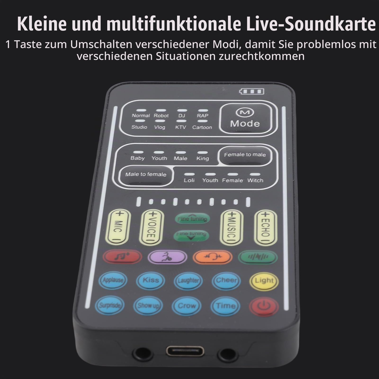 Dpofirs Tragbarer Sprachwechsler, Handheld-Mikrofon-Sprachwechsler mit Sound Multifunktionale Effektmaschine für Telefon Switch Computer Laptop(Englische Version)