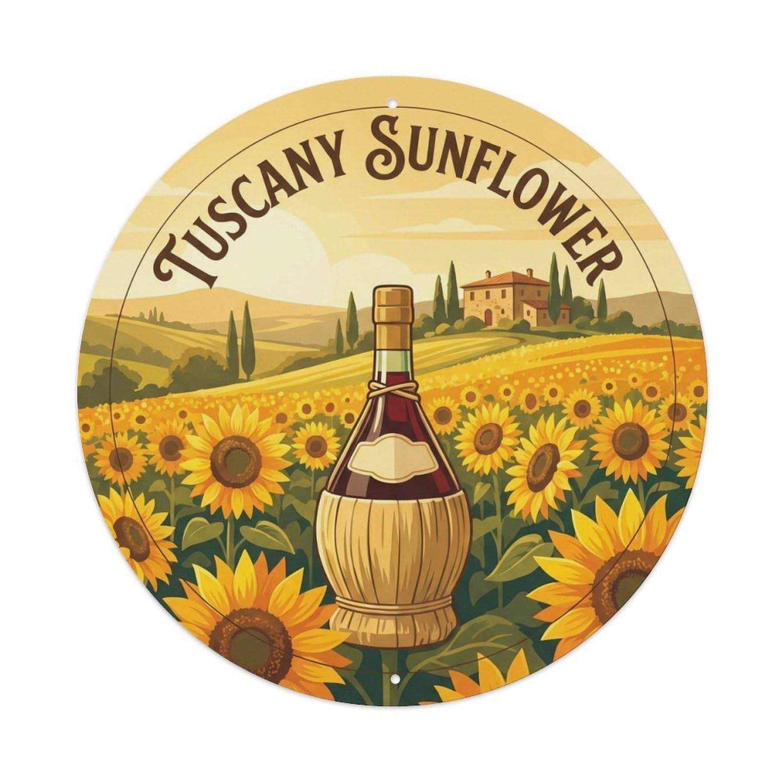 Retro Tuscany Italy Sunflower Wine Heritage Food Travel Metal Tin Sign