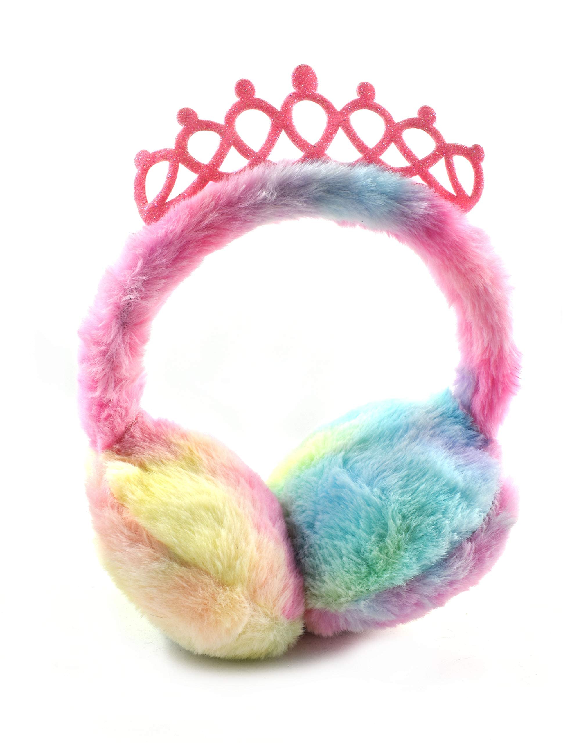 zqbiee latest crown style cute winter & outdoor adjustable ear muffs tie dye for girls and women (crown pink)