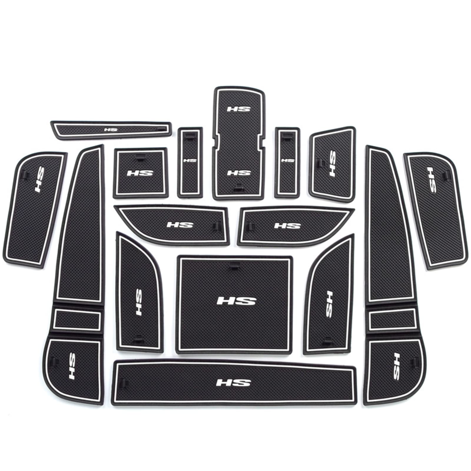 EAGLEG 16 Pezzi Auto Scanalatura della Porta Tappetino Antiscivolo per MG HS,Gomma Braccioli Tappetino di Stoccaggio Interni Auto Antipolvere Pad Accessori,a-Blue,White