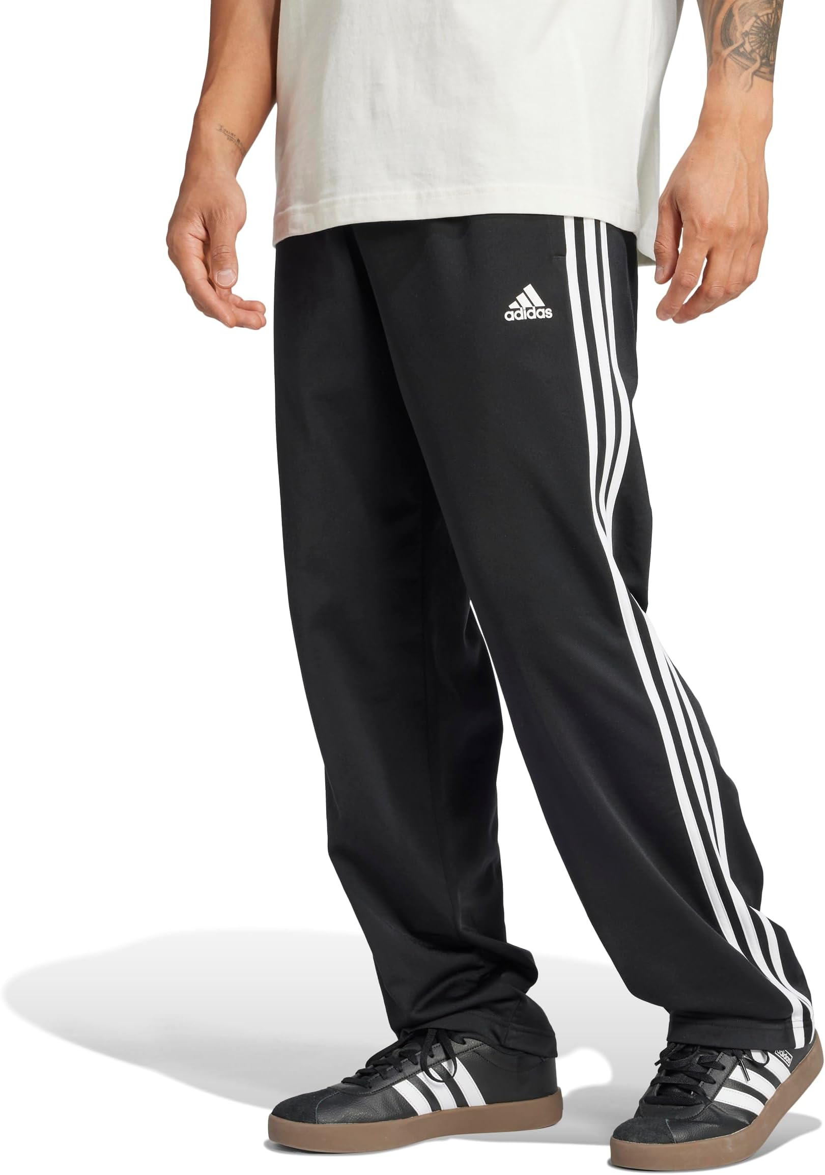 adidas Men's Essentials Warm-up Open Hem 3-Stripes Tracksuit Bottoms Pants
